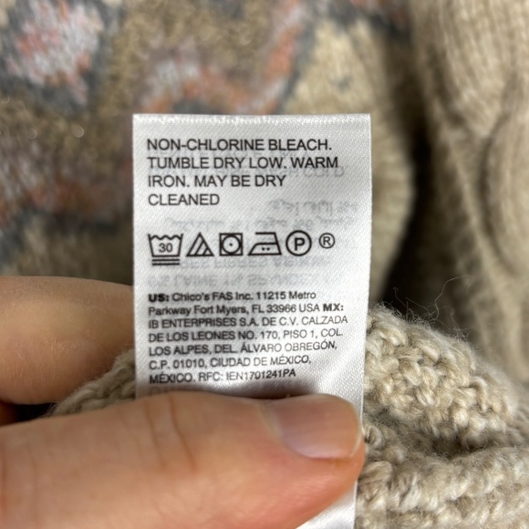 Chicos Women's Cable Knit Pullover Sweater Sz 1- M Cotton Blend Nordic Fair Isle - Picture 7 of 11